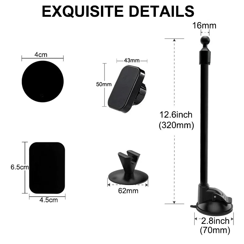 Magnetic Car Phone Mount — Long Arm Windshield Holder
