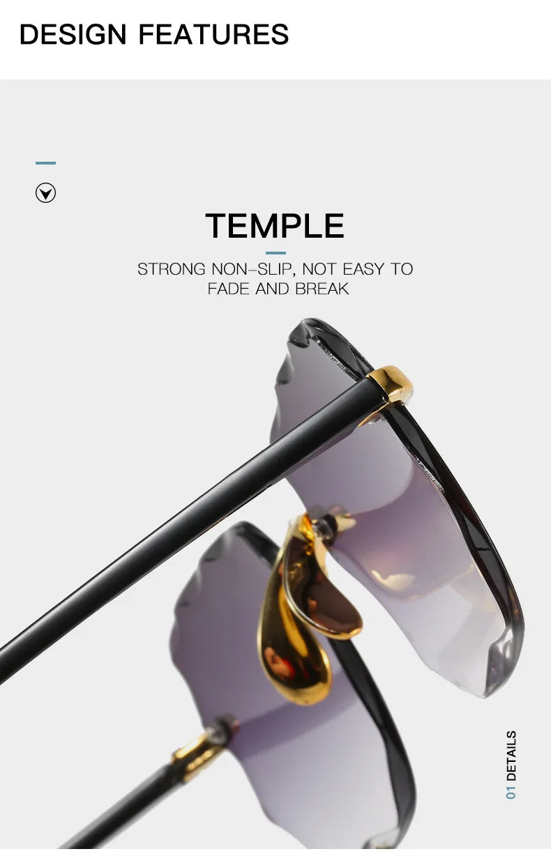 Square Rimless Sunglasses Set — 3 Pairs, UV400
