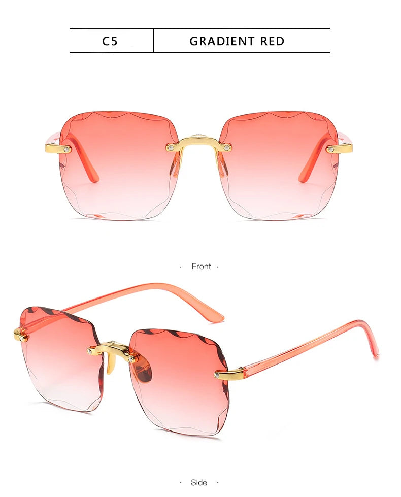 Square Rimless Sunglasses Set — 3 Pairs, UV400