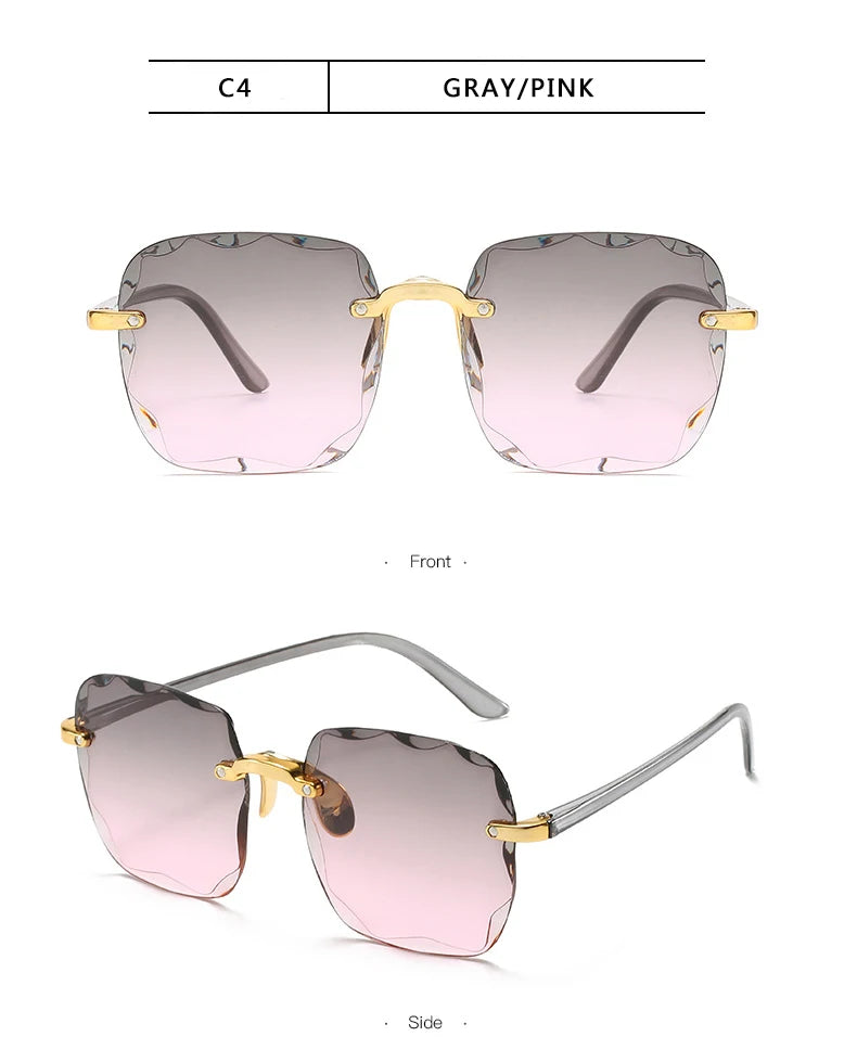 Square Rimless Sunglasses Set — 3 Pairs, UV400
