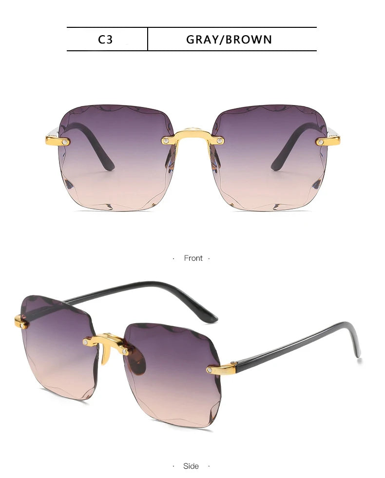 Square Rimless Sunglasses Set — 3 Pairs, UV400