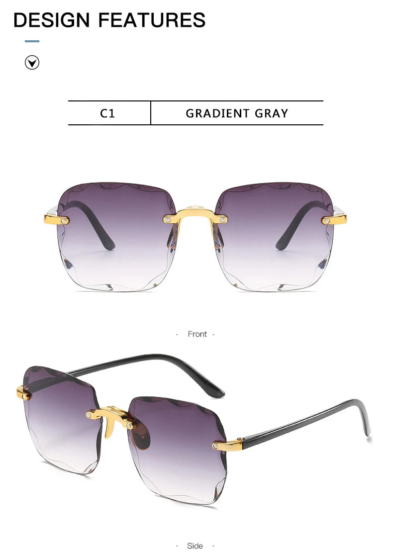 Square Rimless Sunglasses Set — 3 Pairs, UV400