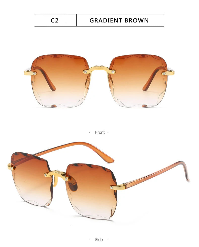 Square Rimless Sunglasses Set — 3 Pairs, UV400
