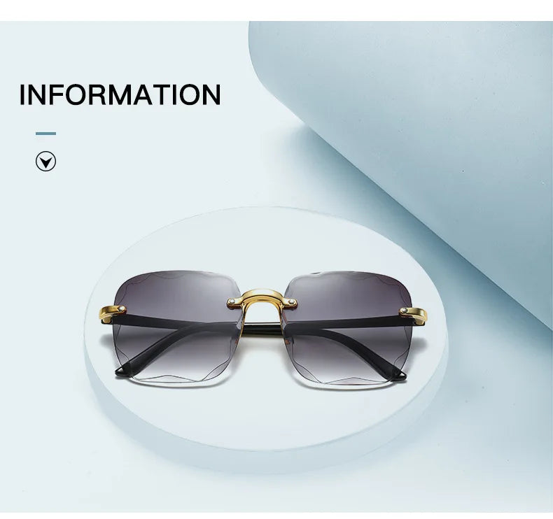 Square Rimless Sunglasses Set — 3 Pairs, UV400