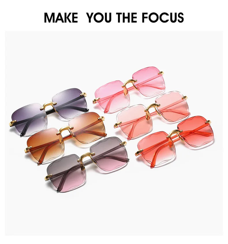 Square Rimless Sunglasses Set — 3 Pairs, UV400