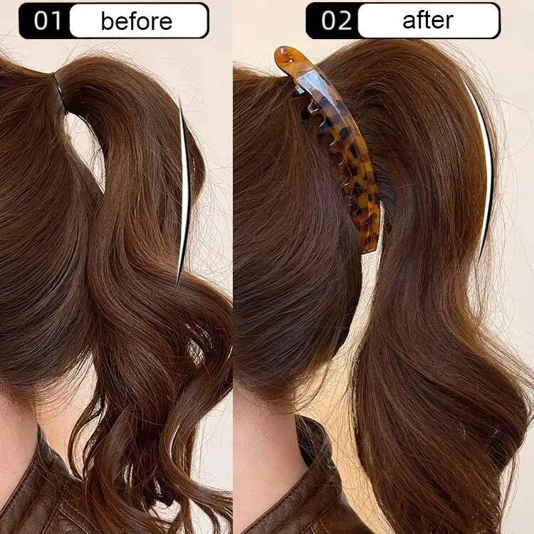 Tortoiseshell Banana Hair Clip — Fish-Shaped Twist Barrette
