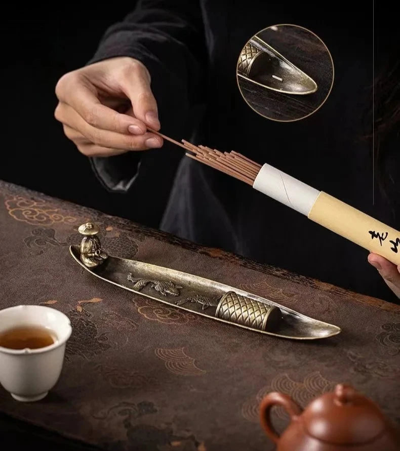 Japanese Incense Holder — Fisherman Boat, Alloy Stick Burner