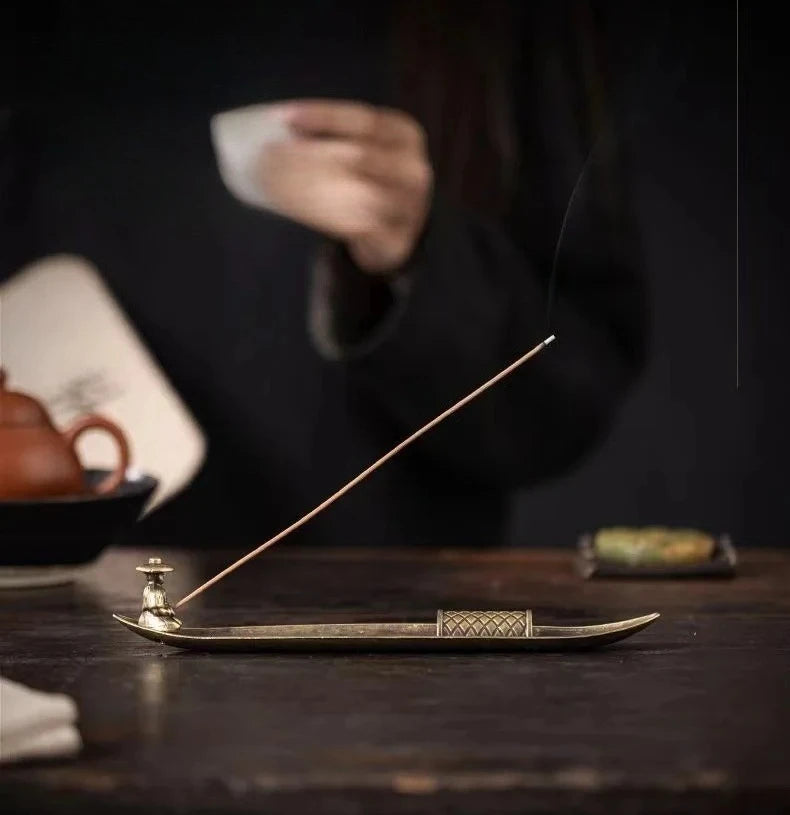 Japanese Incense Holder — Fisherman Boat, Alloy Stick Burner