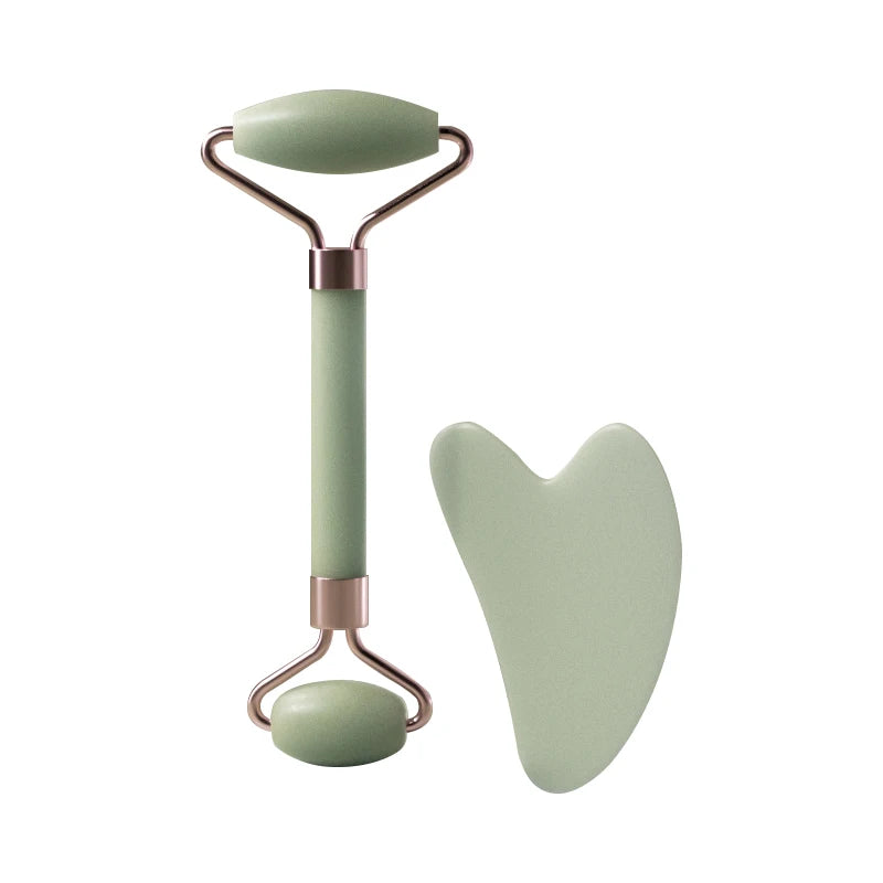 Facial Roller & Gua Sha Set — Resin Stone, 5 Colors