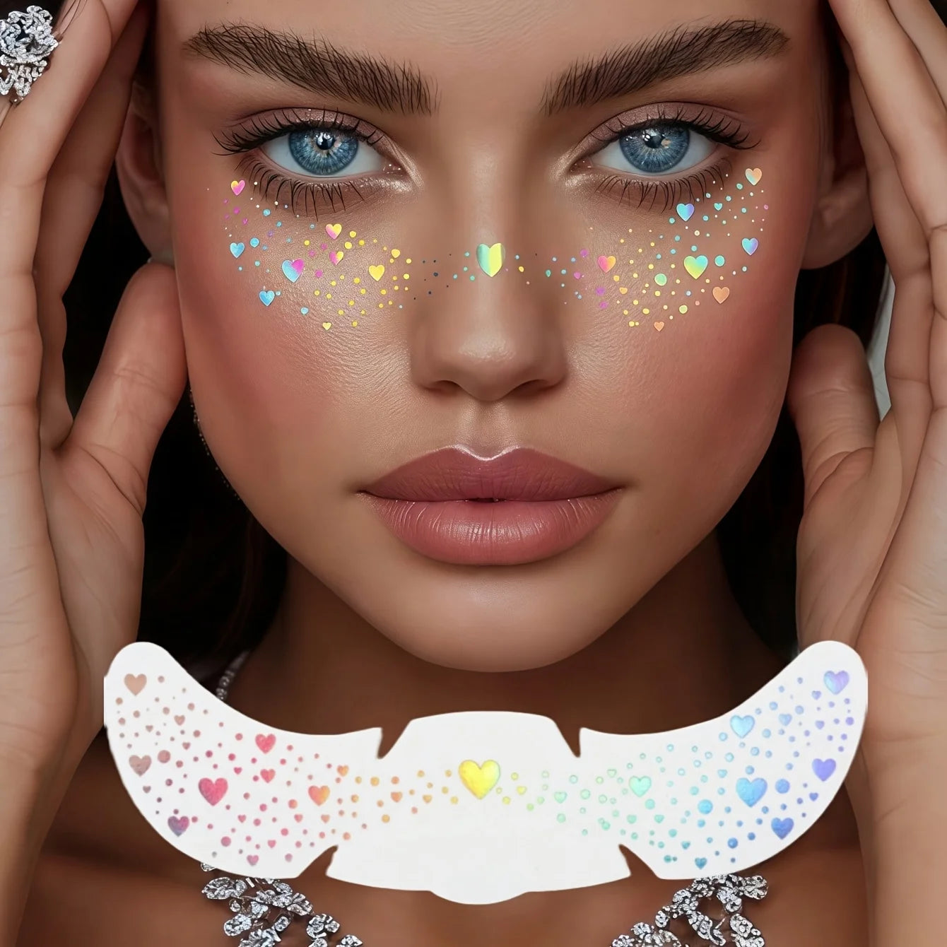 Glitter Freckle Stickers — Holographic Face Gems, 6 Sheets