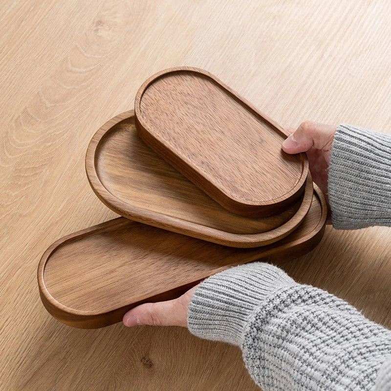 Minimalist Wood Tray — Solid Wood, Desk & Vanity Organizer