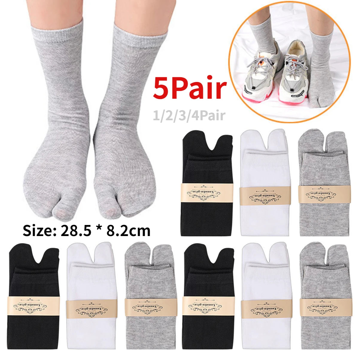 Japanese Split-Toe Socks — Two Finger Style (Unisex)