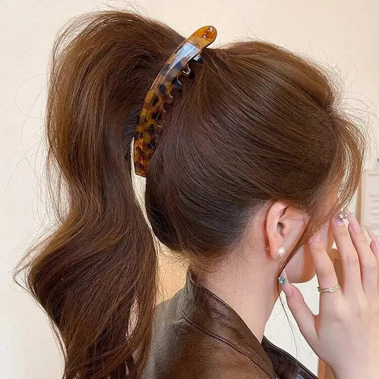 Tortoiseshell Banana Hair Clip — Fish-Shaped Twist Barrette