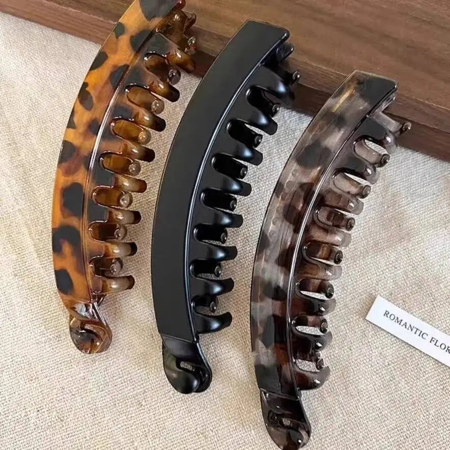 Tortoiseshell Banana Hair Clip — Fish-Shaped Twist Barrette