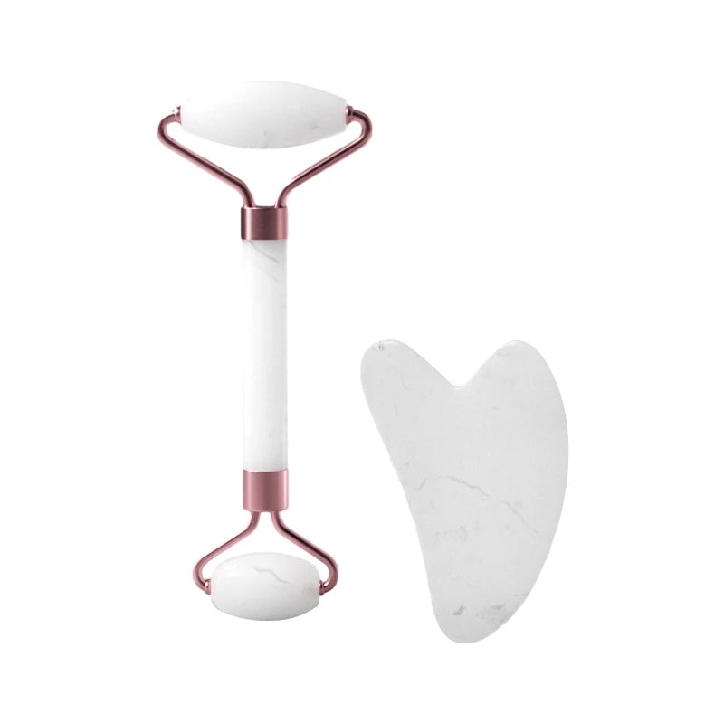 Facial Roller & Gua Sha Set — Resin Stone, 5 Colors