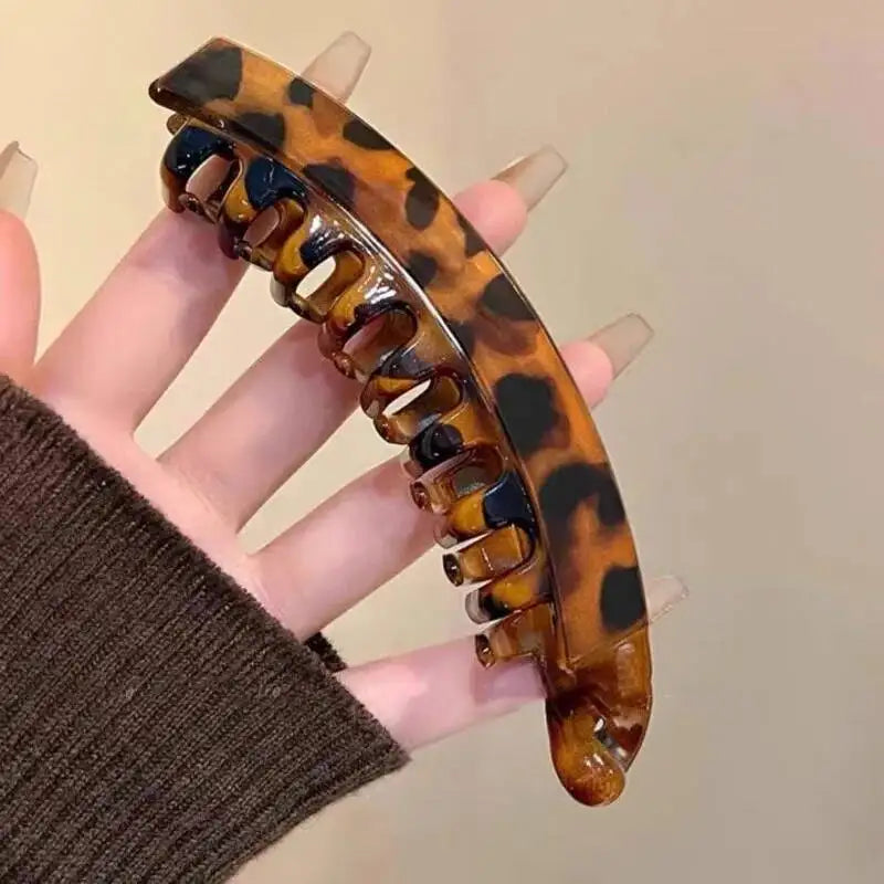 Tortoiseshell Banana Hair Clip — Fish-Shaped Twist Barrette
