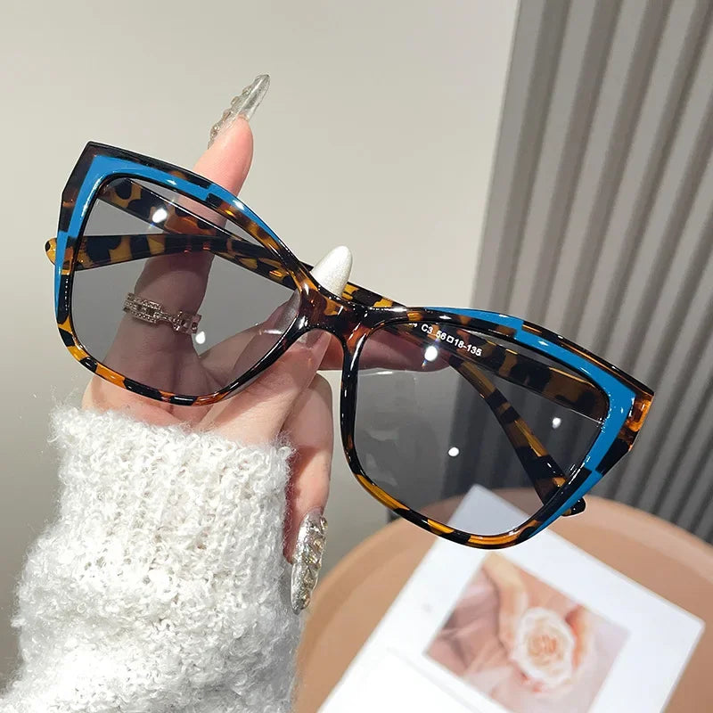 Cat Eye Color Block Sunglasses — Two-Tone Acetate Frame