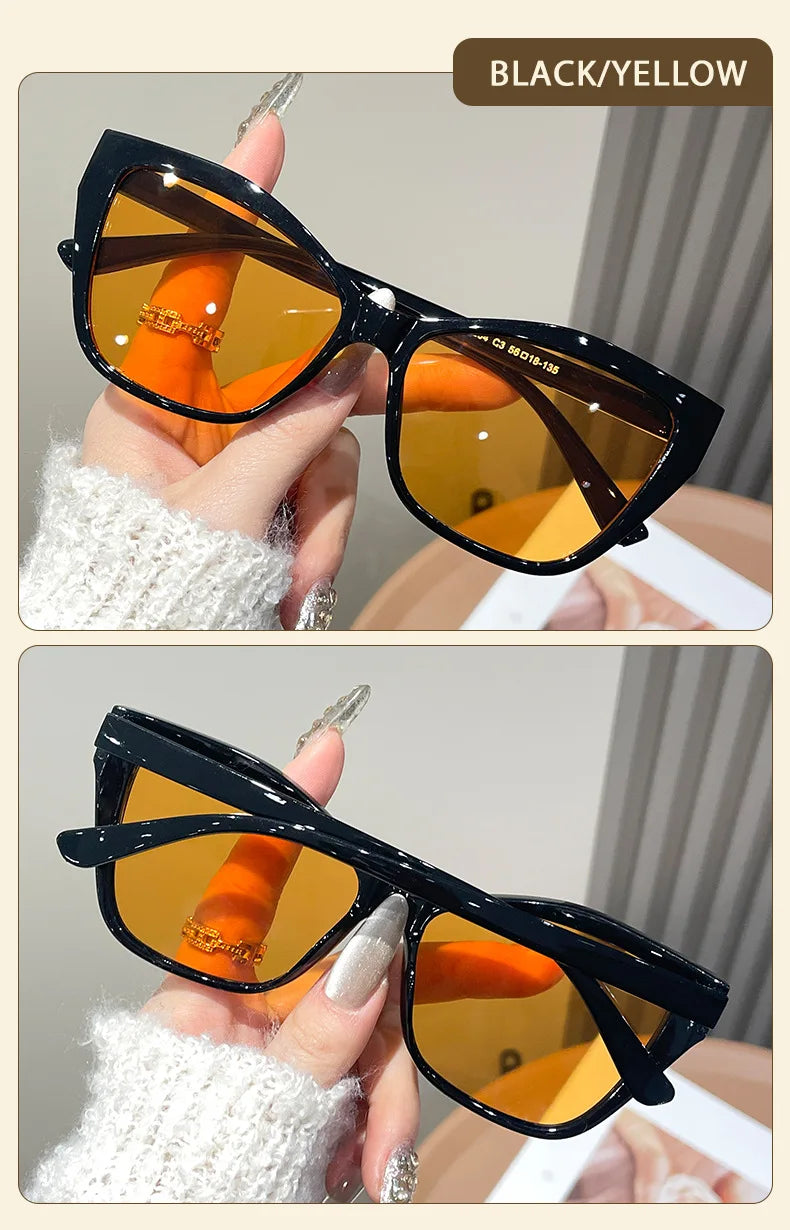 Cat Eye Color Block Sunglasses — Two-Tone Acetate Frame