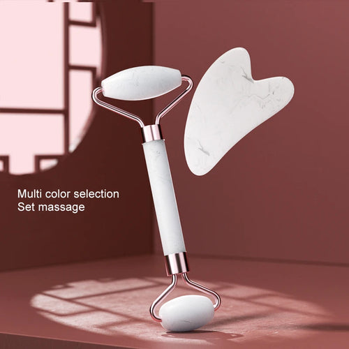 Facial Roller & Gua Sha Set — Resin Stone, 5 Colors