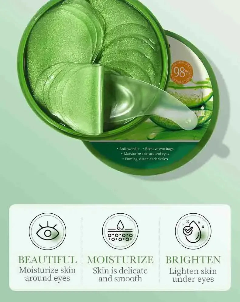 Aloe Vera Collagen Eye Patches — 60pcs Hydrogel, Dark Circles & Puffiness
