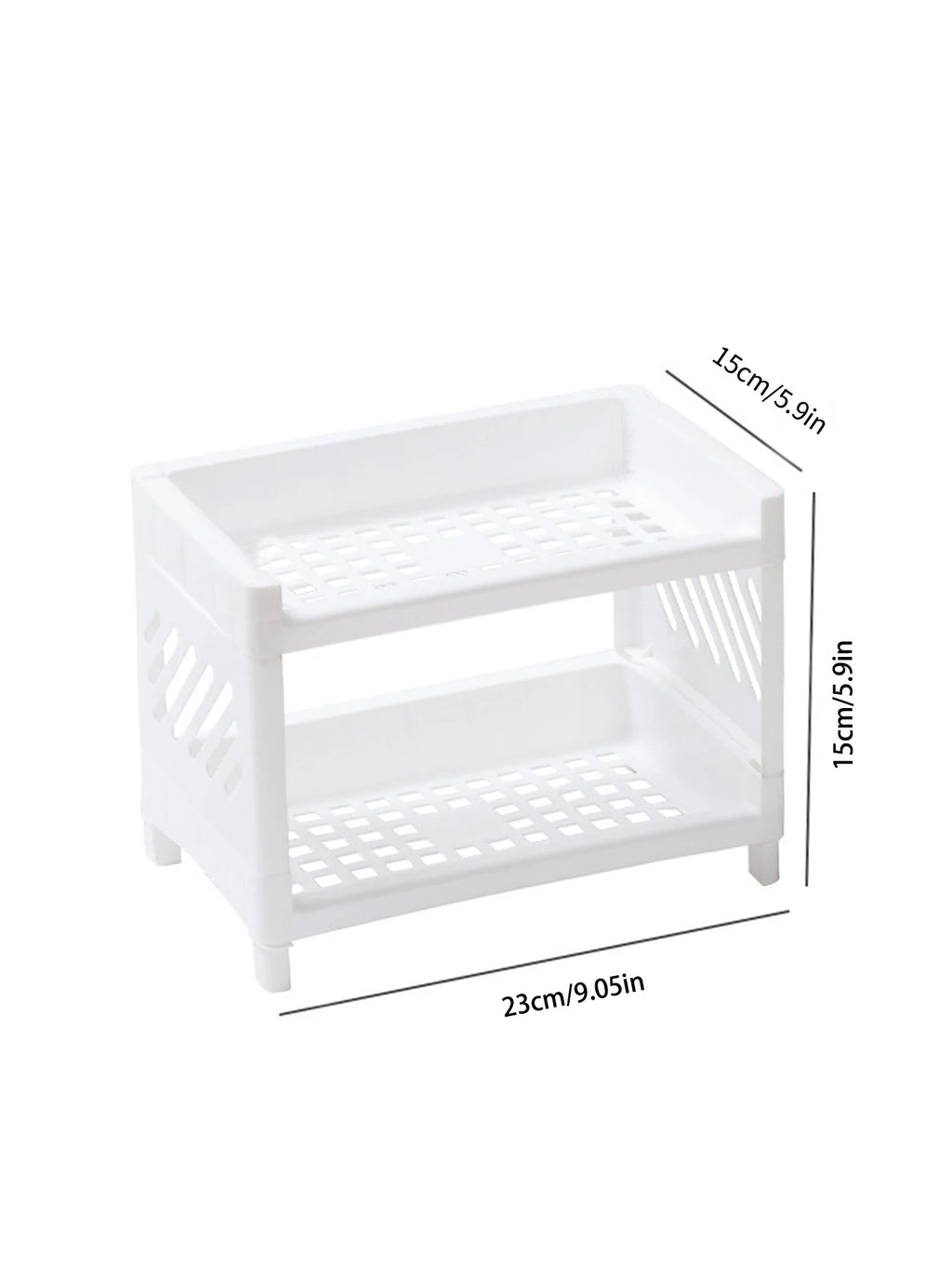 Two-Tier Desktop Storage Rack — Minimalist White Organizer
