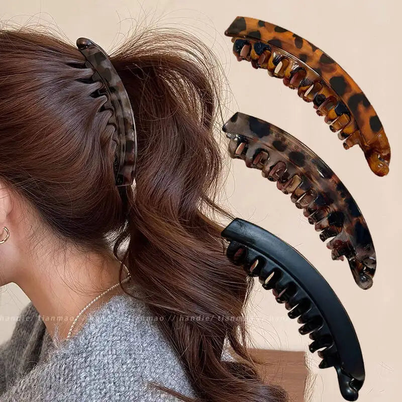 Tortoiseshell Banana Hair Clip — Fish-Shaped Twist Barrette