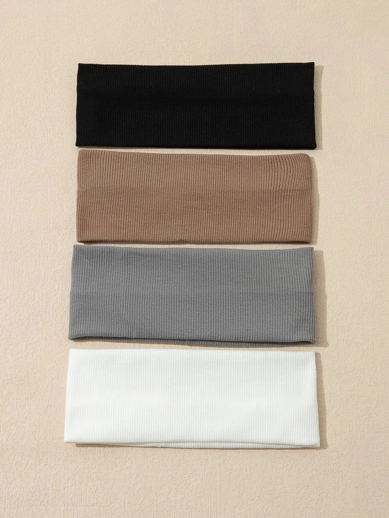 Solid Elastic Headband Set — 4pcs, Everyday & Workout