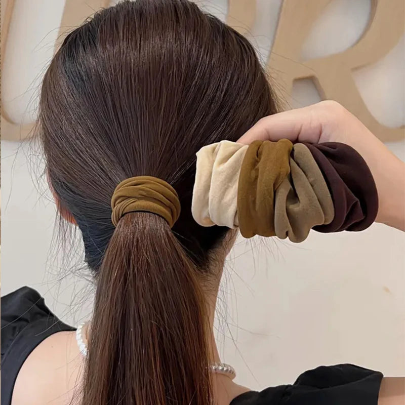 Thick Satin Scrunchie Set — 4pcs, Solid Neutral Colors