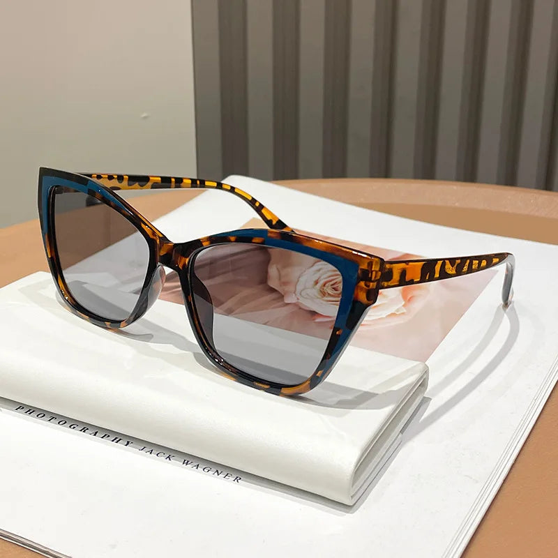Cat Eye Color Block Sunglasses — Two-Tone Acetate Frame