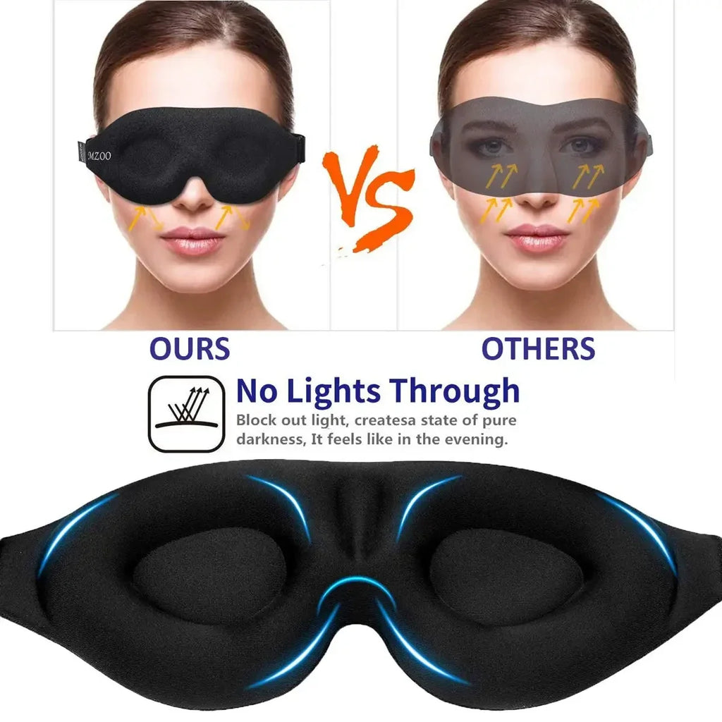 3D Contoured Eye Mask — Blackout Sleep Mask, No Eye Pressure