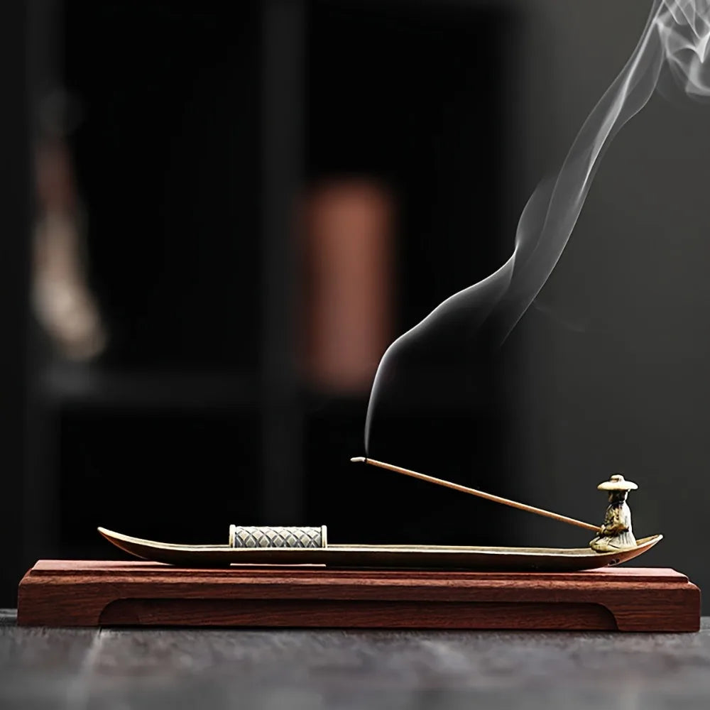 Japanese Incense Holder — Fisherman Boat, Alloy Stick Burner