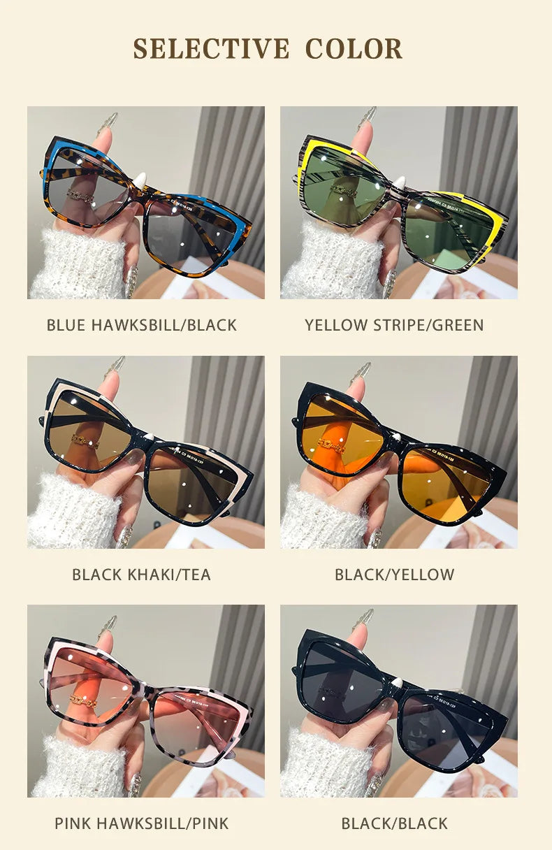 Cat Eye Color Block Sunglasses — Two-Tone Acetate Frame