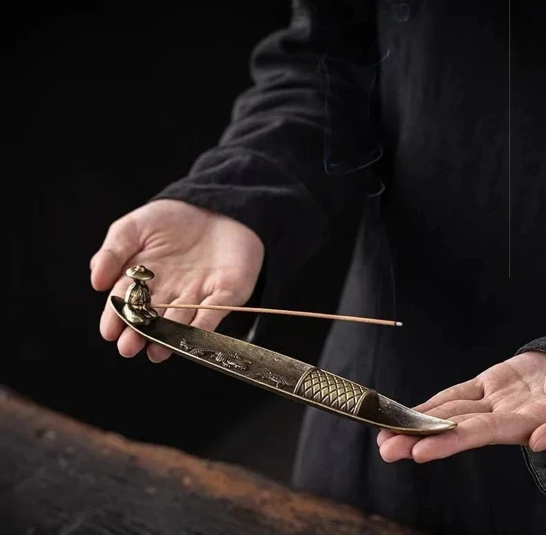 Japanese Incense Holder — Fisherman Boat, Alloy Stick Burner