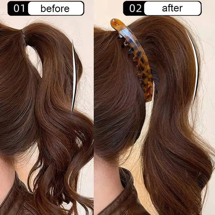 Tortoiseshell Banana Hair Clip — Fish-Shaped Twist Barrette