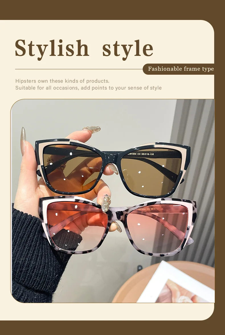 Cat Eye Color Block Sunglasses — Two-Tone Acetate Frame
