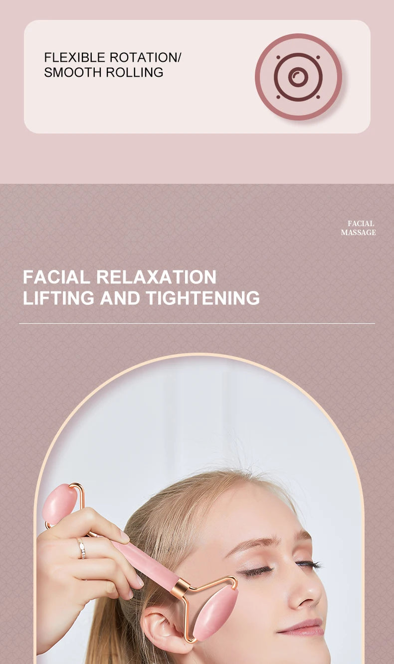 Facial Roller & Gua Sha Set — Resin Stone, 5 Colors
