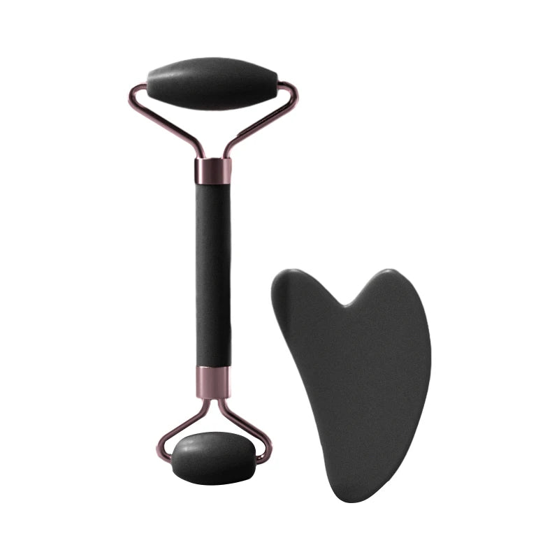Facial Roller & Gua Sha Set — Resin Stone, 5 Colors