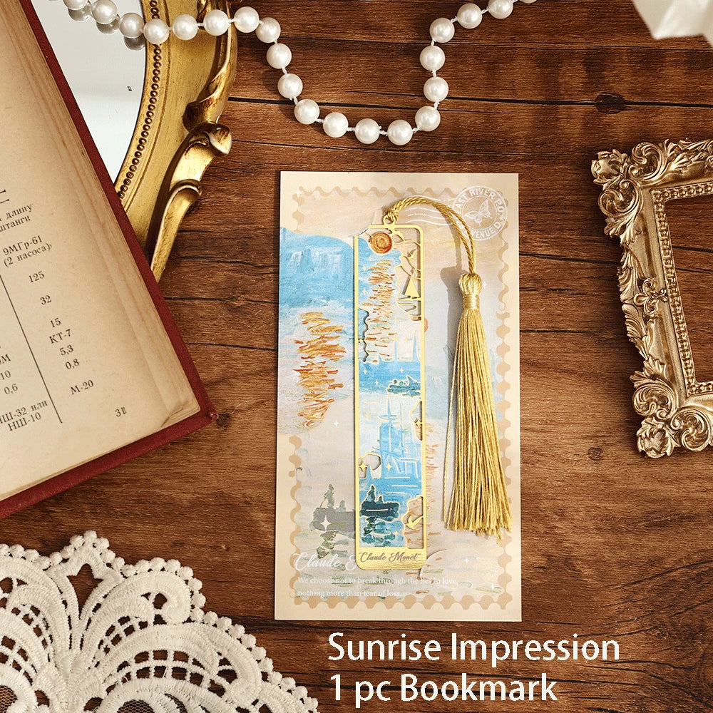 Vintage Art Metal Bookmark — Hollow Bronzing, Tassel Detail