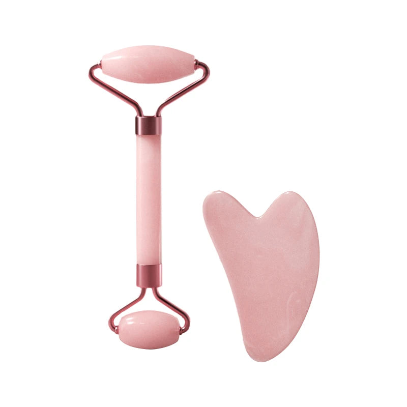 Facial Roller & Gua Sha Set — Resin Stone, 5 Colors