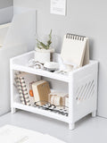 Two-Tier Desktop Storage Rack — Minimalist White Organizer