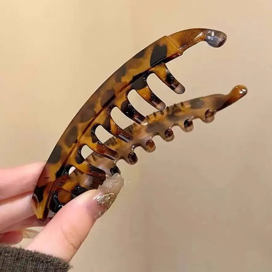 Tortoiseshell Banana Hair Clip — Fish-Shaped Twist Barrette