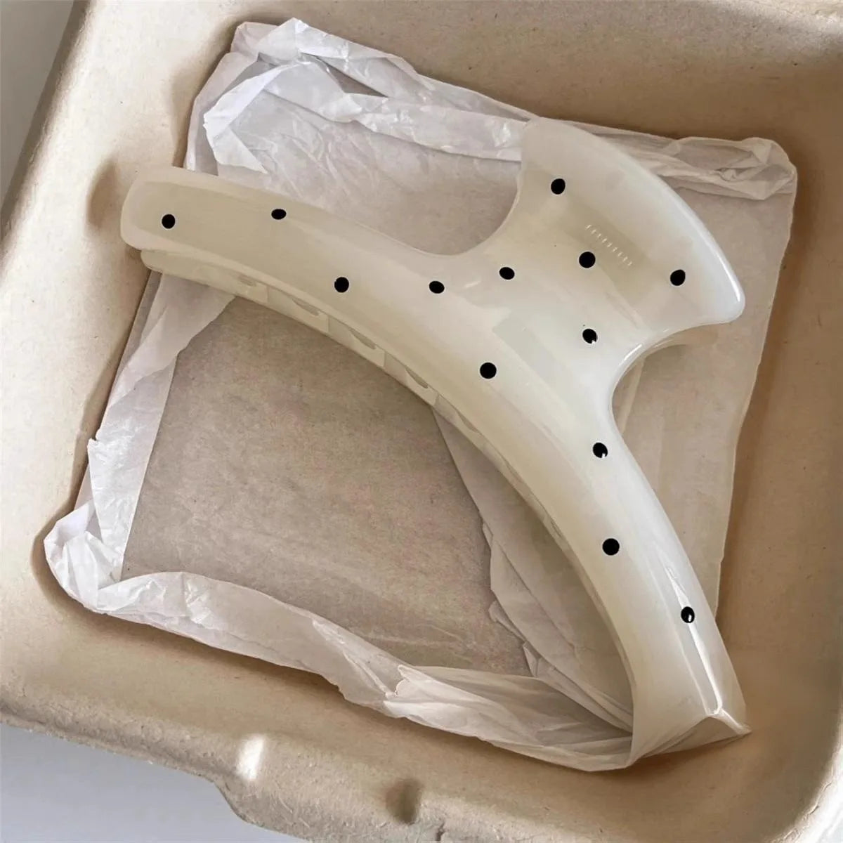 Oversized Acrylic Claw Clip — Polka Dot Detail, Strong Hold