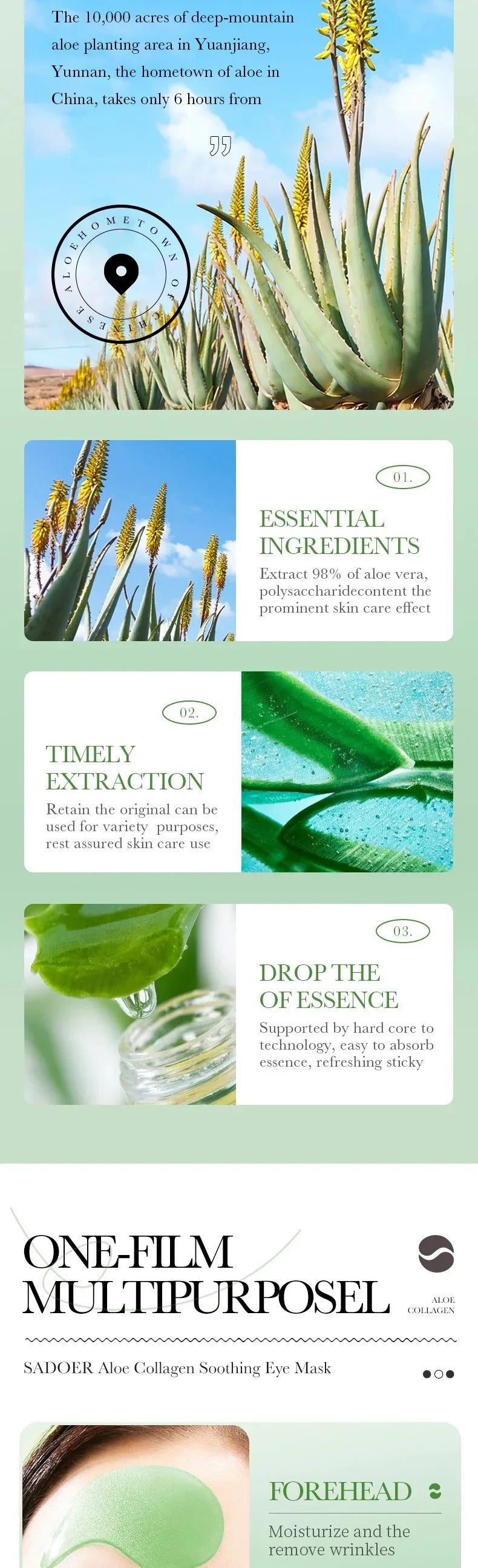 Aloe Vera Collagen Eye Patches — 60pcs Hydrogel, Dark Circles & Puffiness