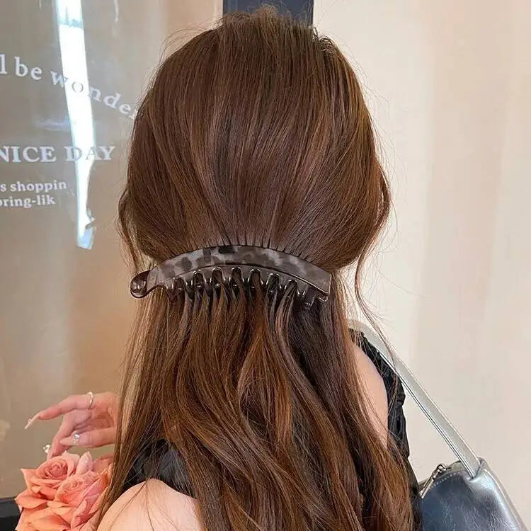 Tortoiseshell Banana Hair Clip — Fish-Shaped Twist Barrette