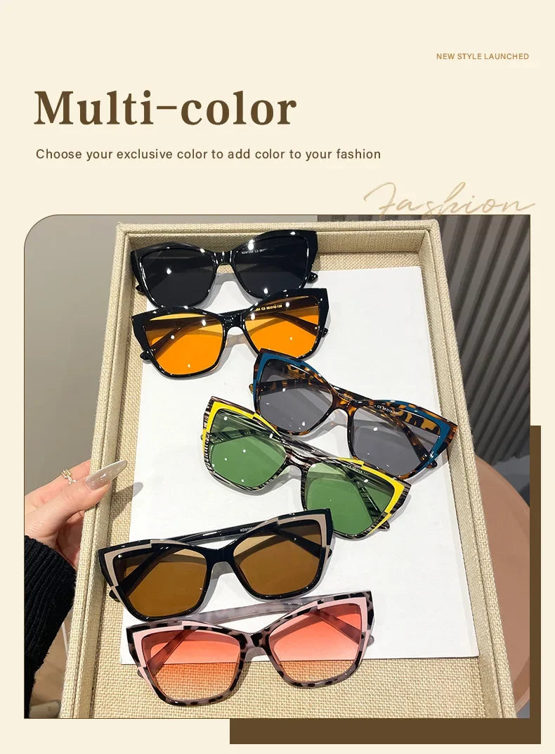 Cat Eye Color Block Sunglasses — Two-Tone Acetate Frame