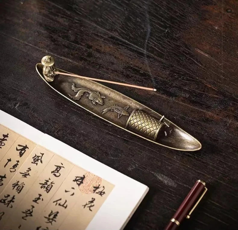 Japanese Incense Holder — Fisherman Boat, Alloy Stick Burner