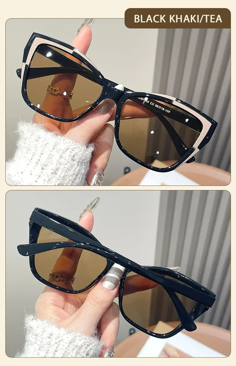 Cat Eye Color Block Sunglasses — Two-Tone Acetate Frame