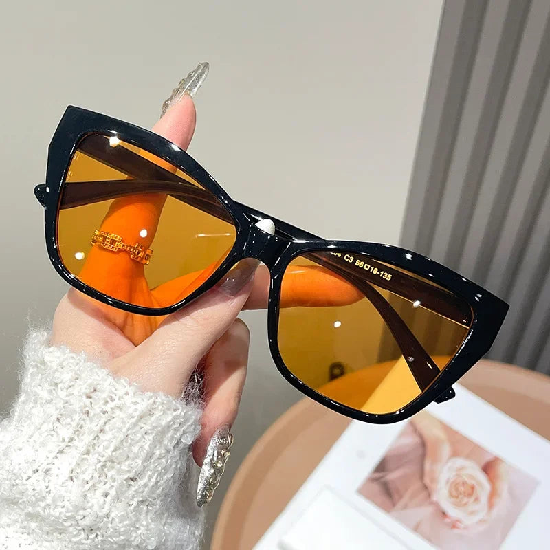 Cat Eye Color Block Sunglasses — Two-Tone Acetate Frame