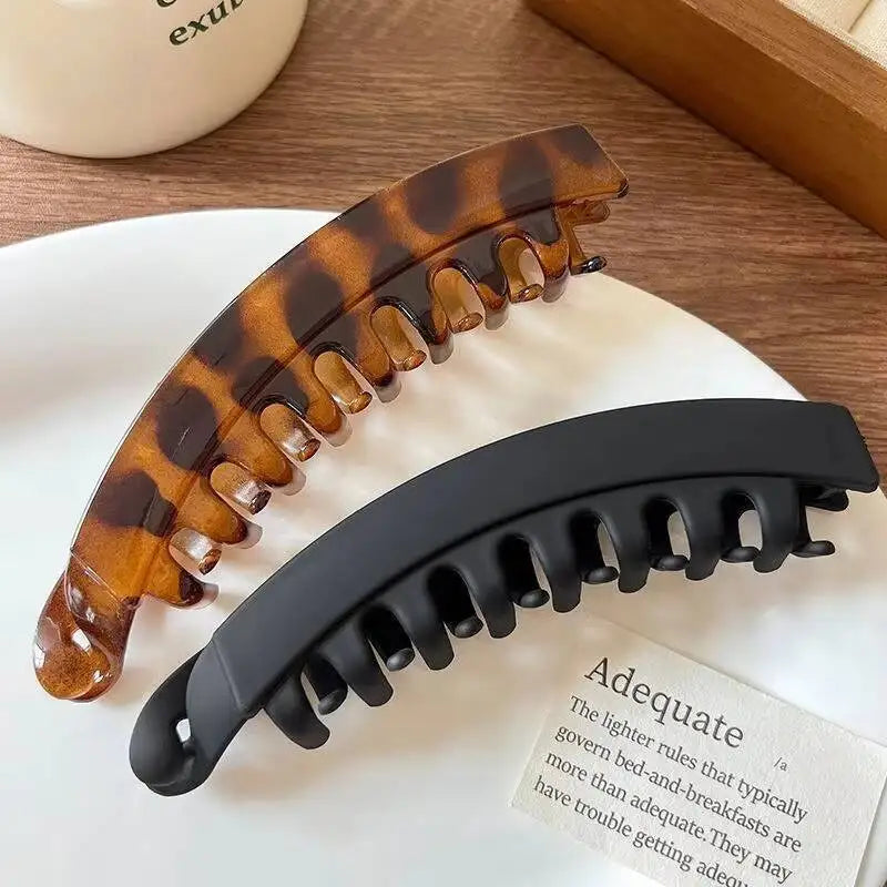 Tortoiseshell Banana Hair Clip — Fish-Shaped Twist Barrette