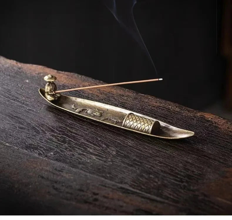 Japanese Incense Holder — Fisherman Boat, Alloy Stick Burner